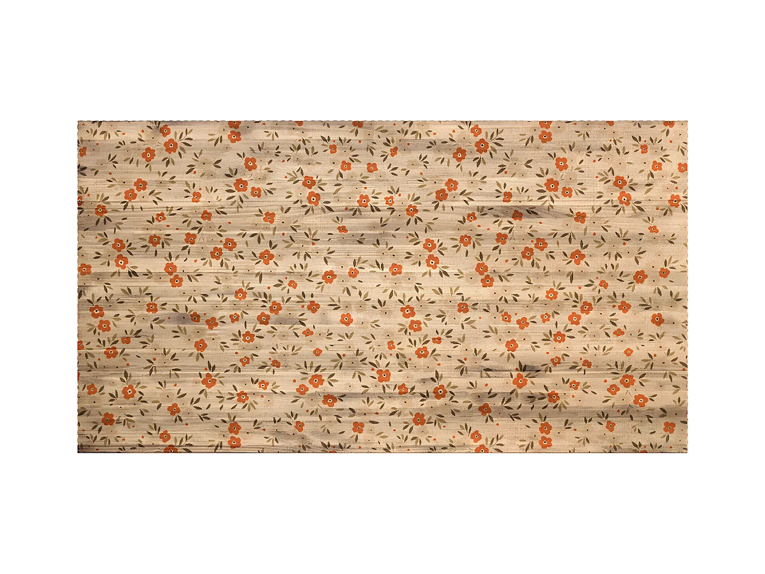 Testata del letto in legno massello e rafia in tono rovere scuro 200x80cm - OLIVIA - DECOWOOD