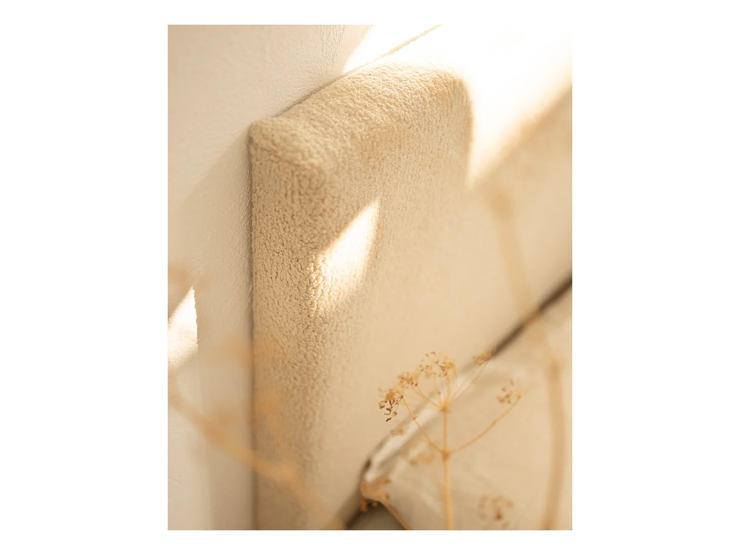 Testata del letto imbottita in cotone in tono beige 200x80cm - OSLO - DECOWOOD