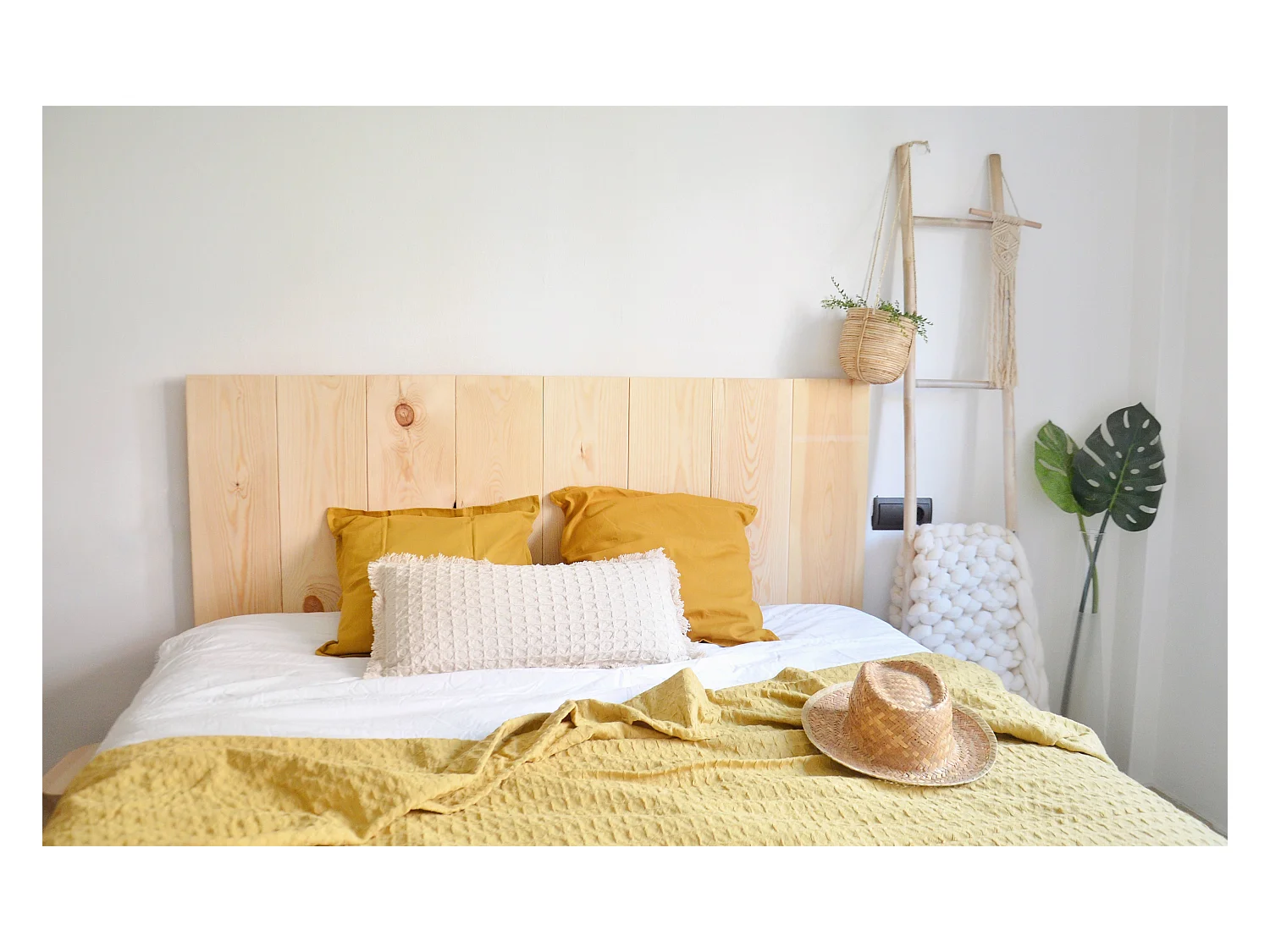 Testata del letto in legno in tono naturale 180x80cm - FLANDES - DECOWOOD