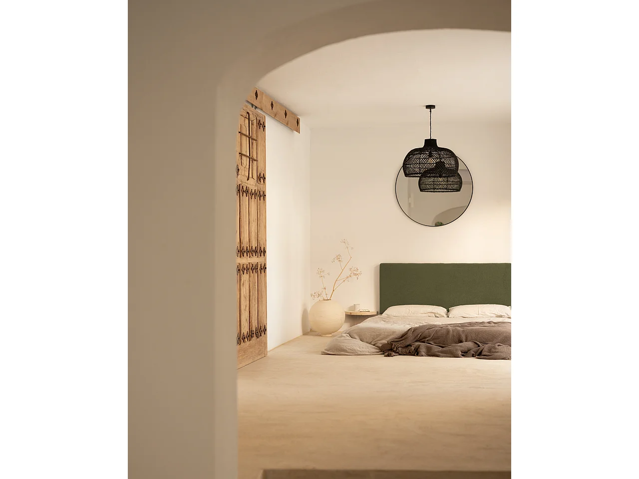 Tête de lit en coton verte 180x80cm - OSLO - DECOWOOD