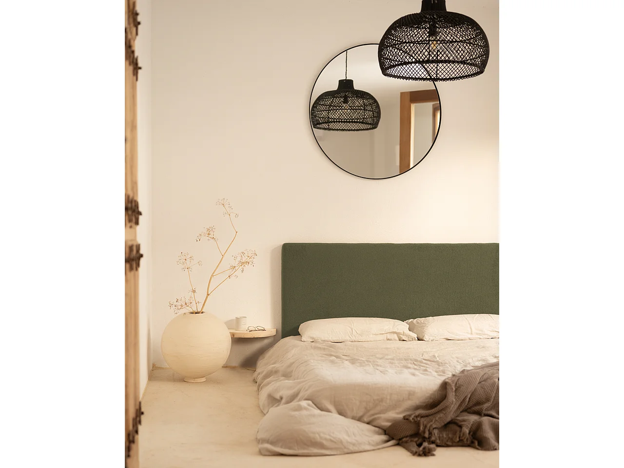 Tête de lit en coton verte 180x80cm - OSLO - DECOWOOD