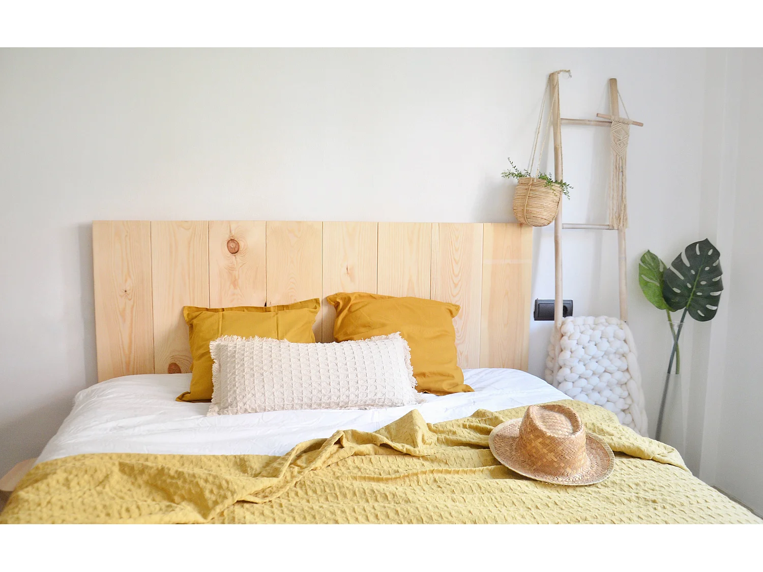 Tête de lit en bois de pin naturelle 100x60cm - FLANDES - DECOWOOD