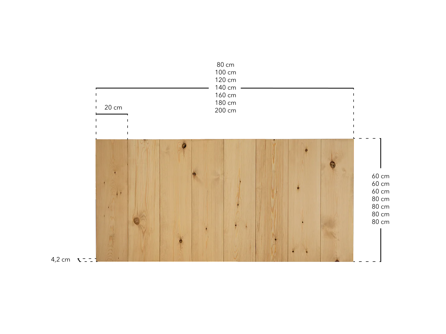 Cabecero de cama de madera maciza en tono natural de 100x60cm - FLANDES - DECOWOOD