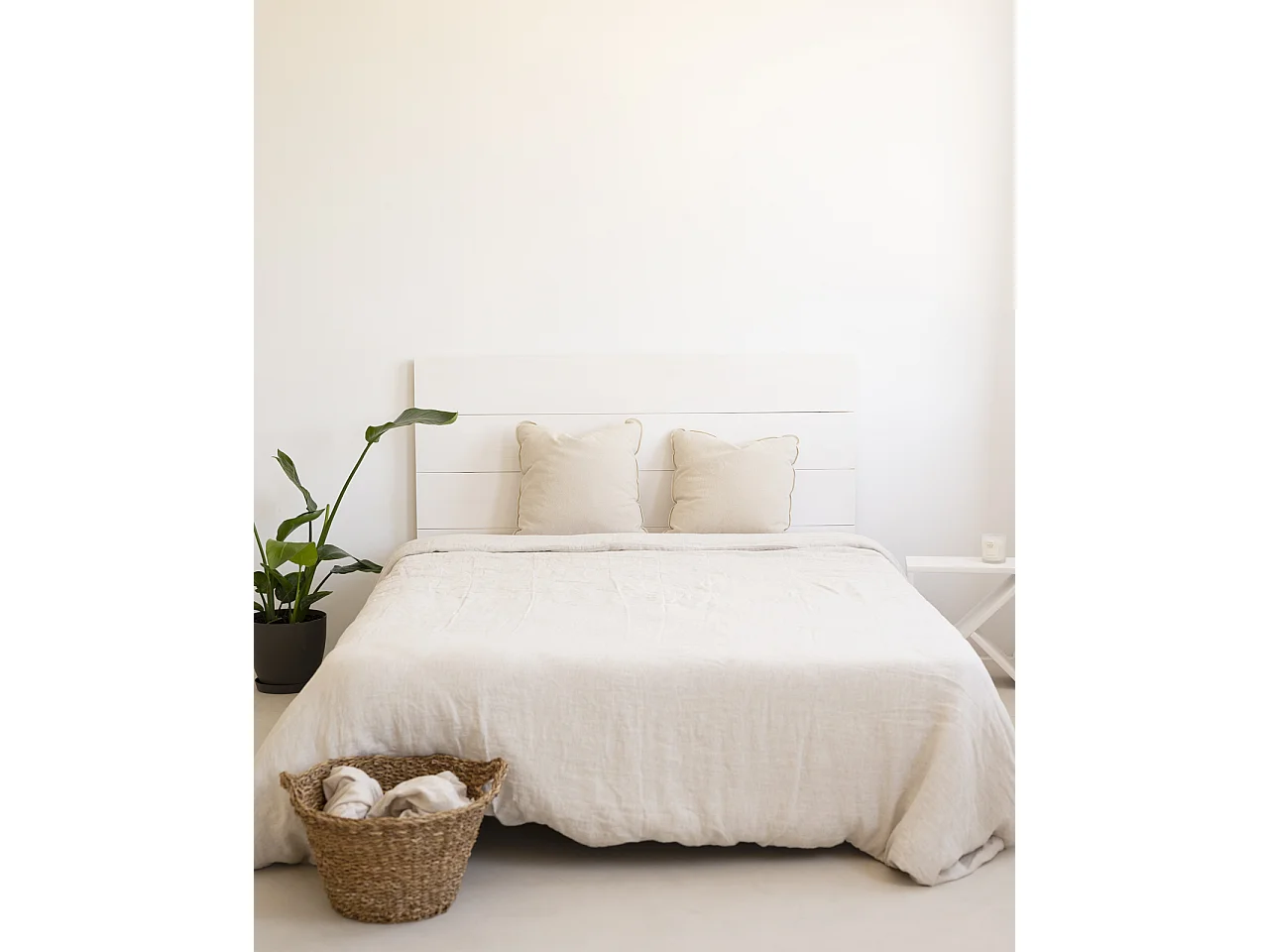 Tête de lit en bois de pin blanche 120x60cm - FLANDES - DECOWOOD