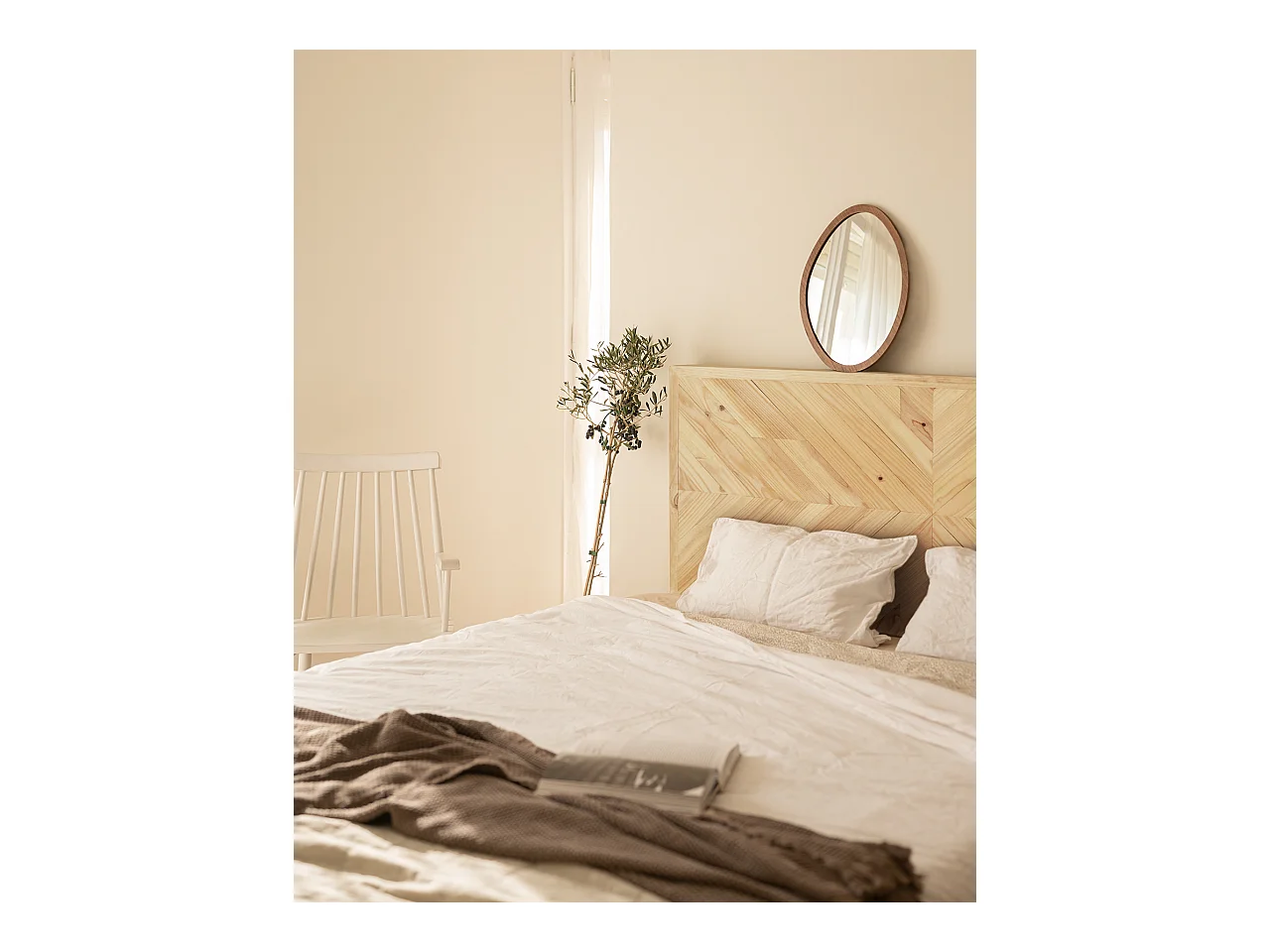 Tête de lit en bois de pin ethnique naturelle 165x80cm - VILLA - DECOWOOD