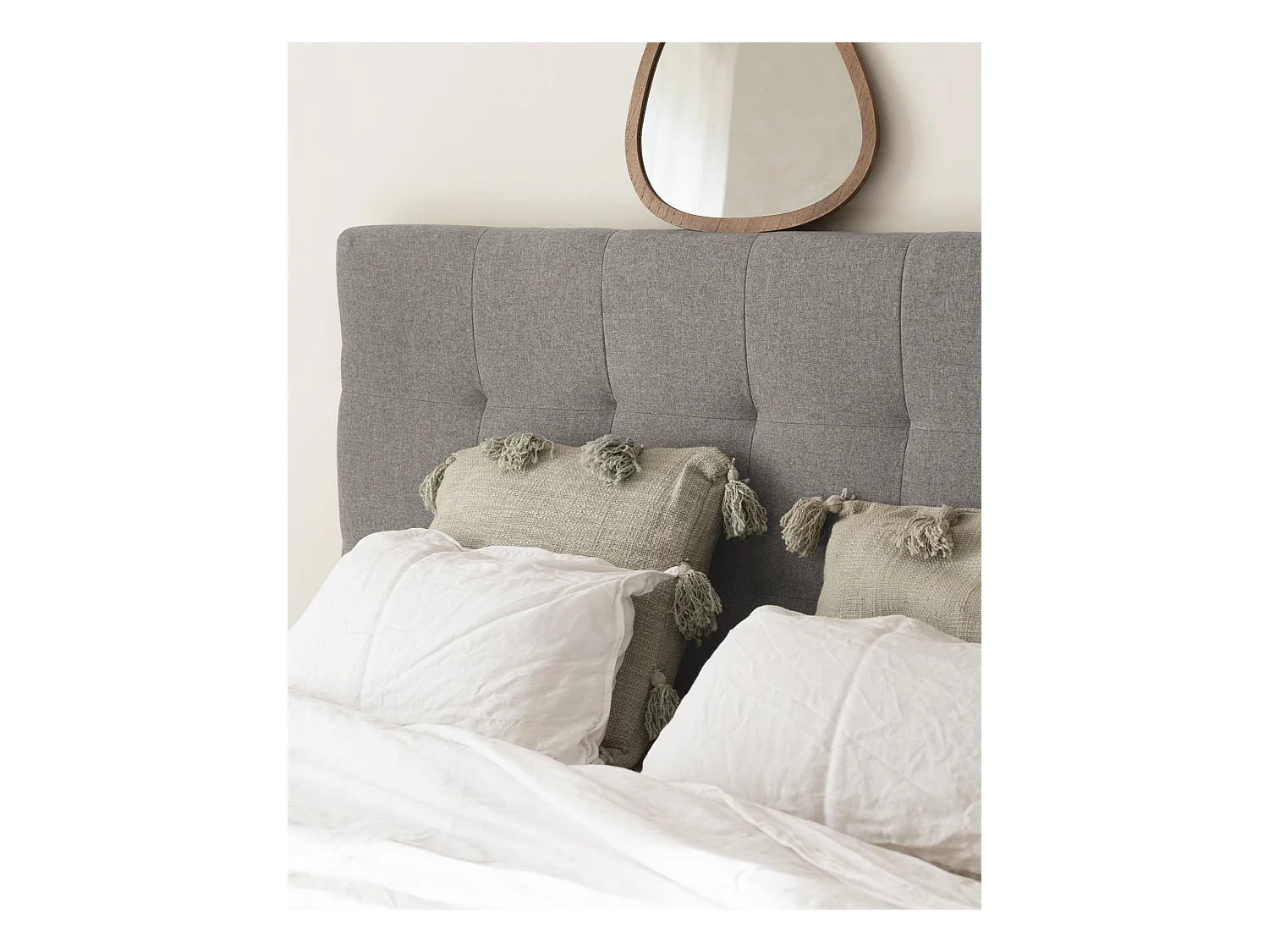 Tête de lit polyester capitonnée grise 90x80cm - ALAN - DECOWOOD