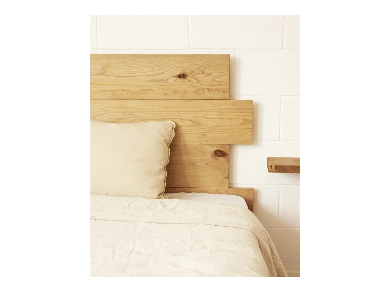 Cabecero de cama de madera maciza en tono roble oscuro de 140x80cm - FLANDES - DECOWOOD