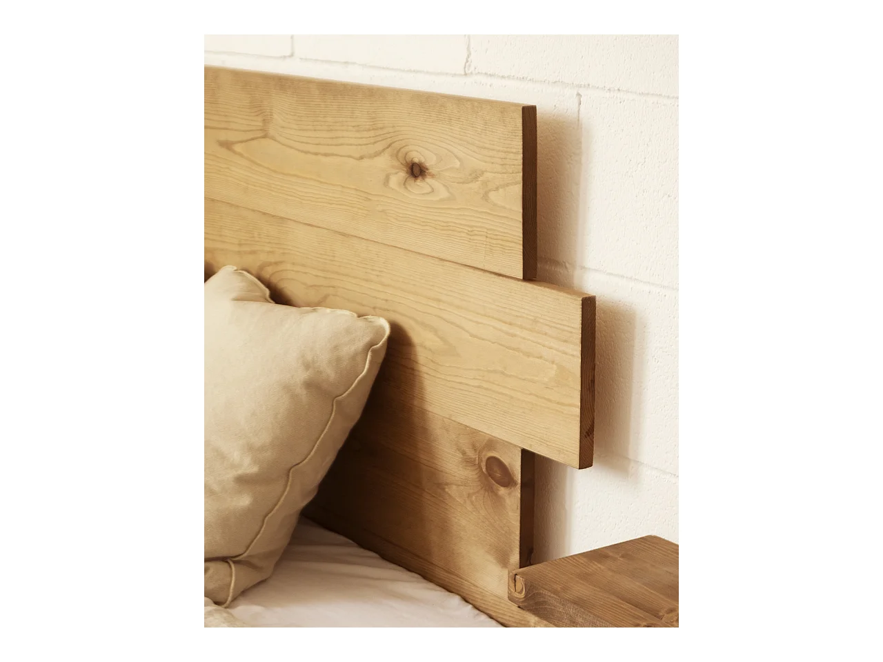 Testata del letto in legno asimmetrico in tono marrone 140x80cm - FLANDES - DECOWOOD
