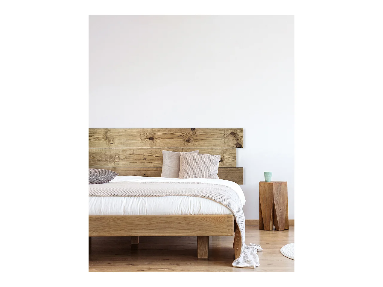 Testata del letto in legno asimmetrico in tono marrone 140x80cm - FLANDES - DECOWOOD