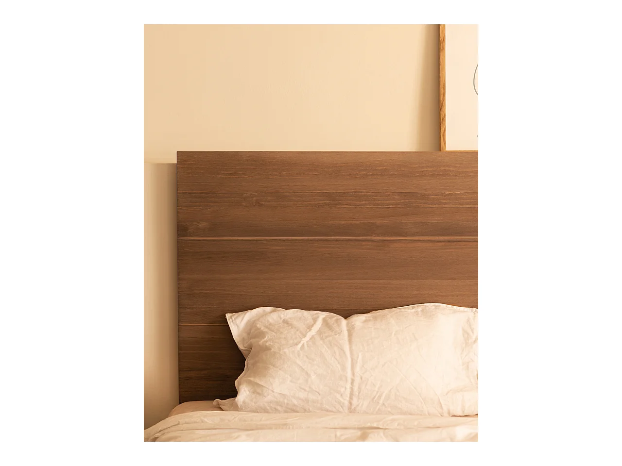 Cabecero de cama de madera maciza en tono roble oscuro de 105x80cm - RADIATA  - DECOWOOD