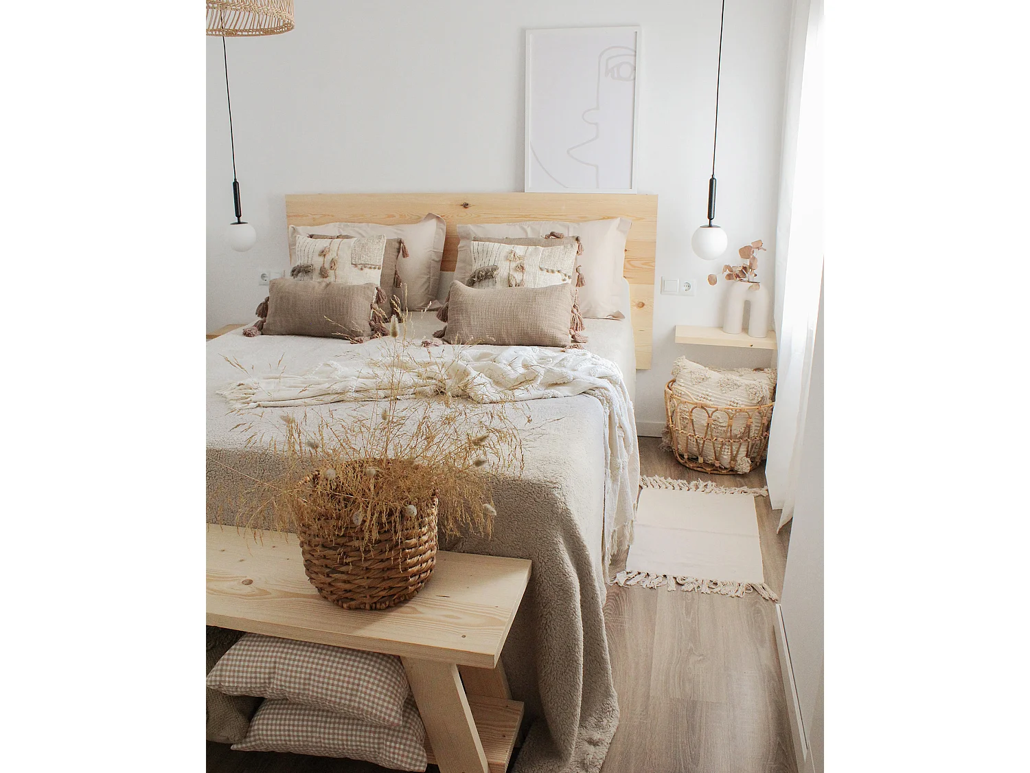 Tête de lit en bois de pin naturelle 80x60cm - FLANDES - DECOWOOD