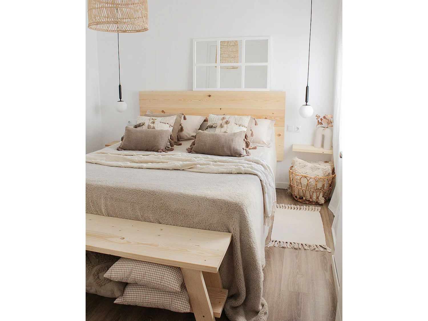 Tête de lit en bois de pin naturelle 80x60cm - FLANDES - DECOWOOD