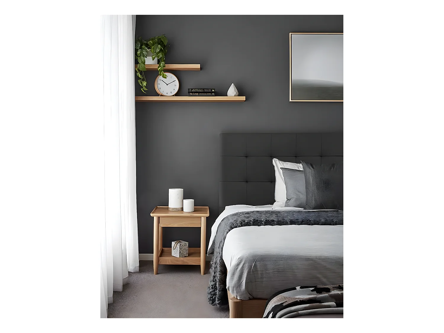 Tête de lit similicuir à capitonnée noir 180x80cm - NIEMI - DECOWOOD