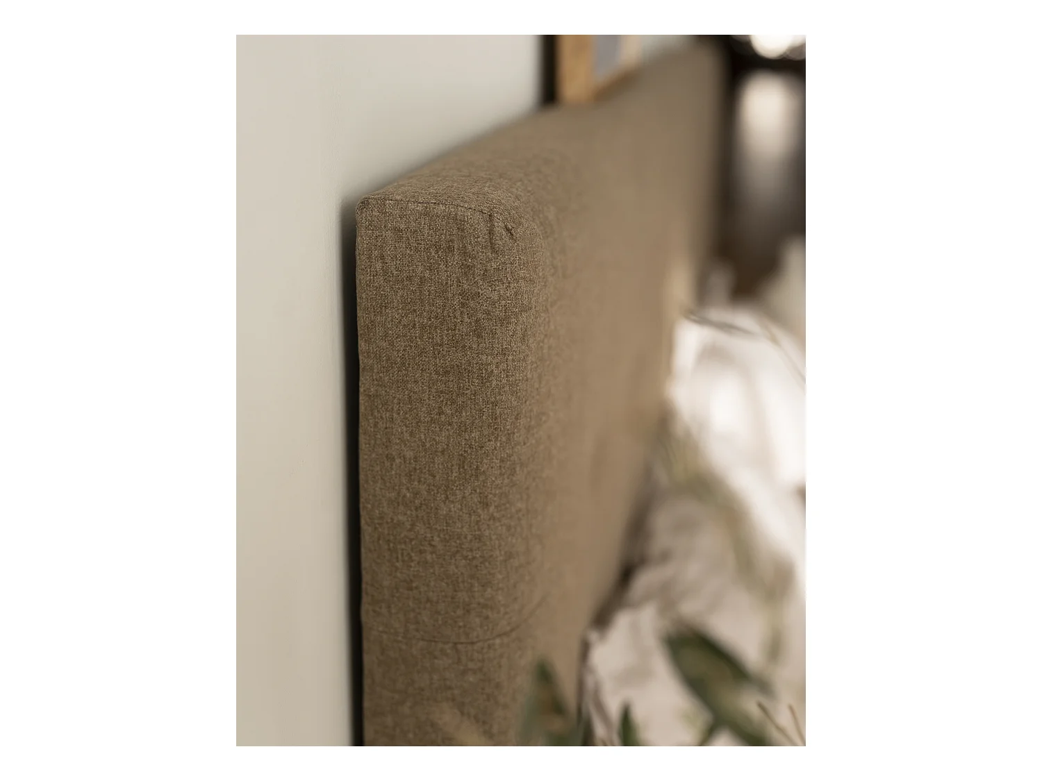 Testiera rivestita in poliestere con pieghe in tono marrone 180x80cm - ALAN - DECOWOOD