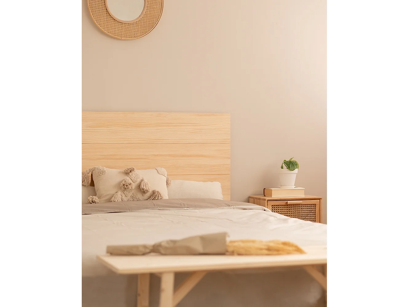 Tête de lit en bois de pin couleur naturel 180x80cm - RADIATA  - DECOWOOD