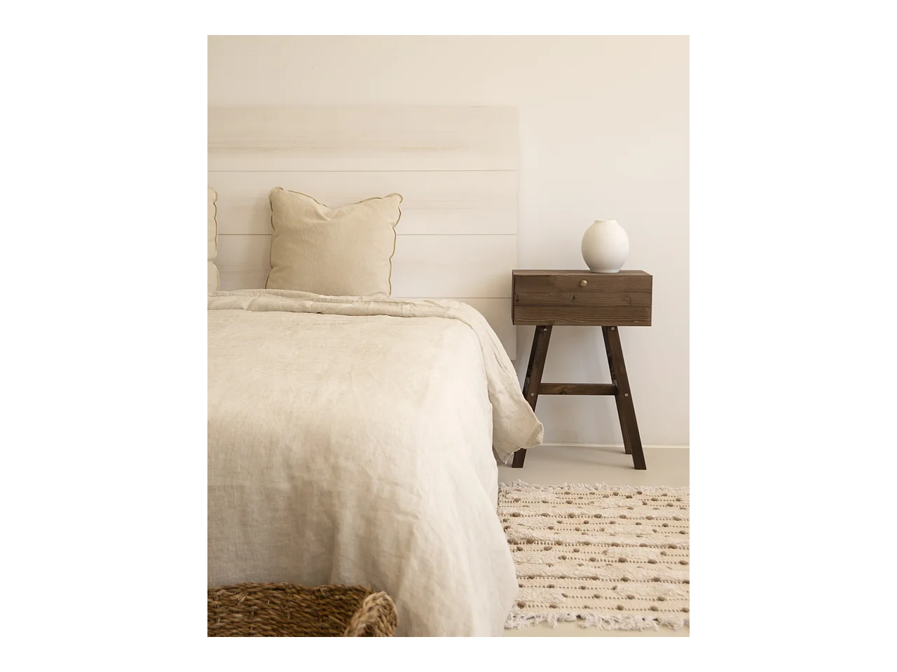 Testata del letto in legno decapato bianco 200x80cm - RADIATA  - DECOWOOD