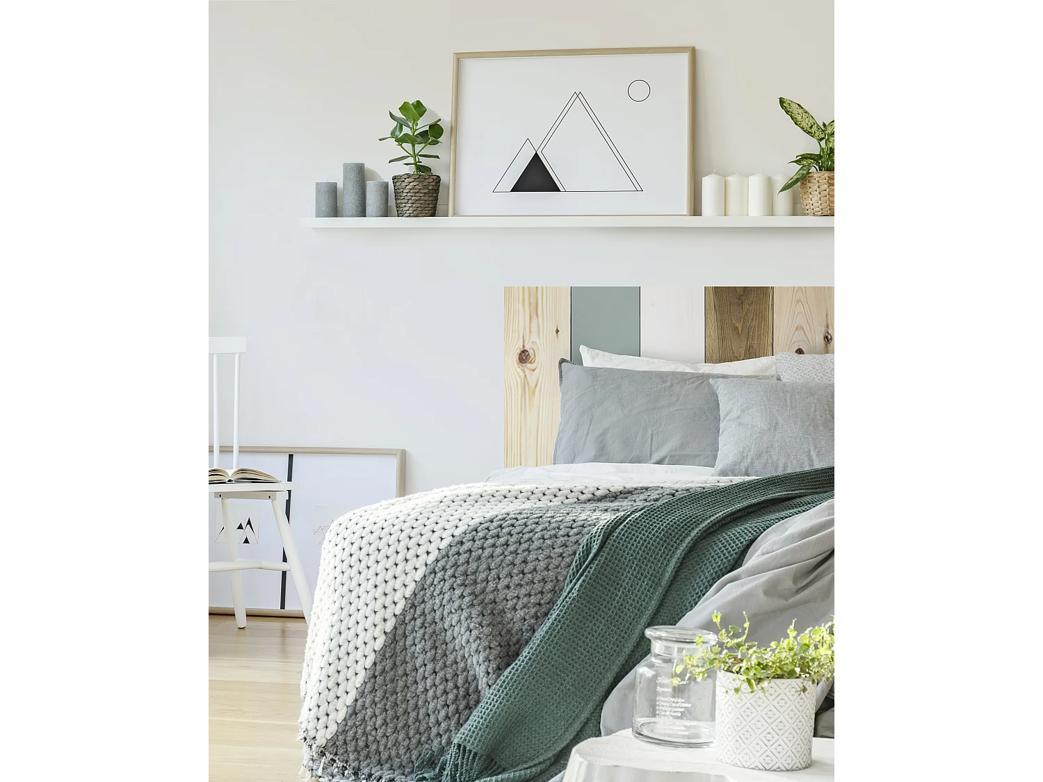 Tête de lit en bois de pin multicolore 180x80cm - FLANDES - DECOWOOD