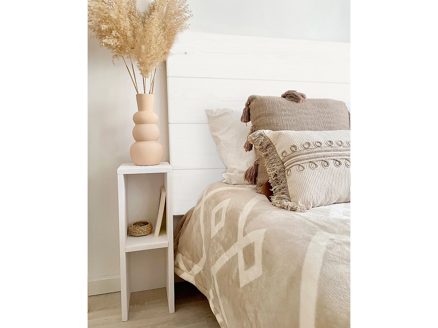 Tête de lit en bois de pin blanche 160x80cm - FLANDES - DECOWOOD