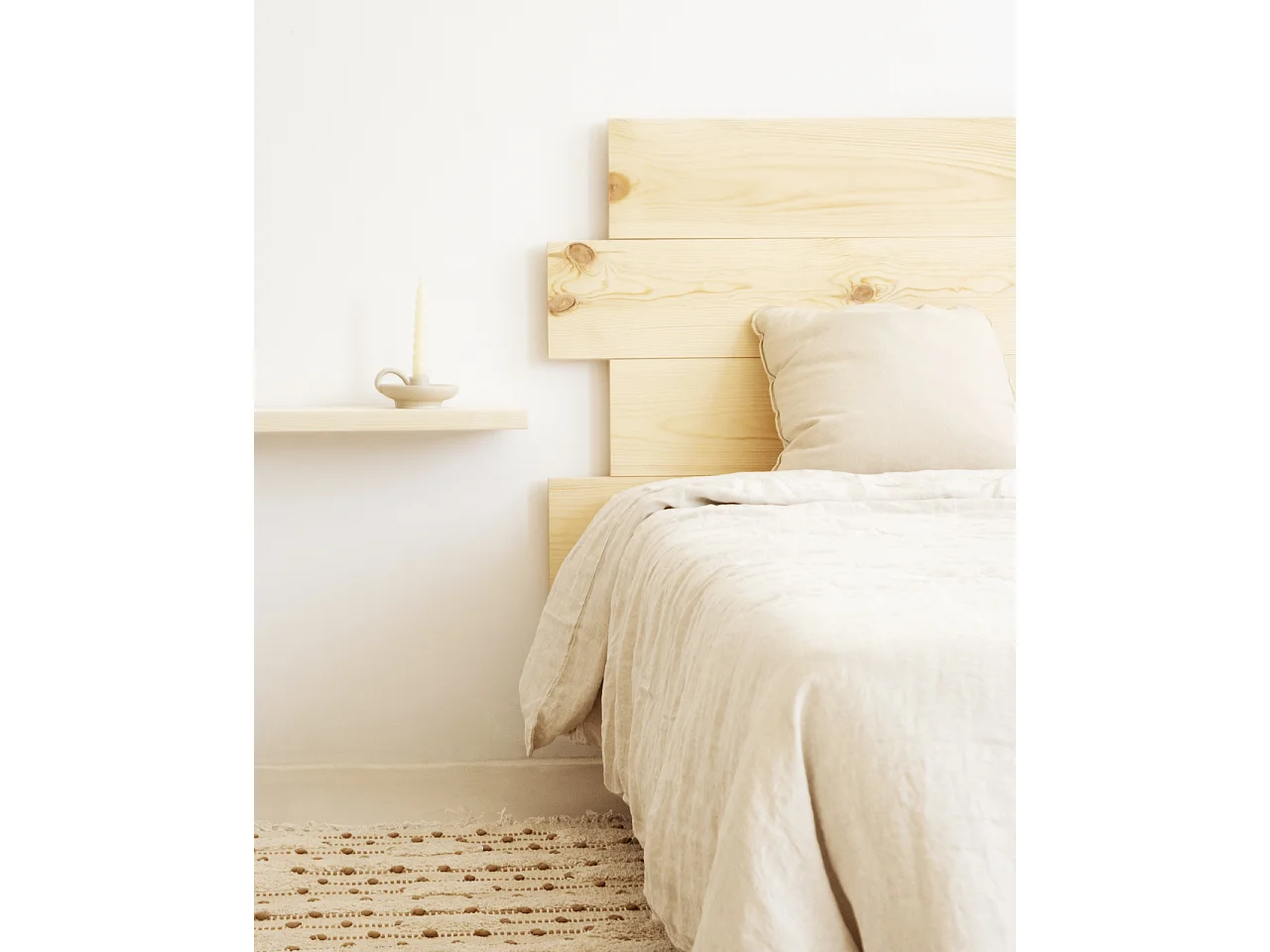 Testata del letto in legno asimmetrico in tono naturale 80x60cm - FLANDES - DECOWOOD