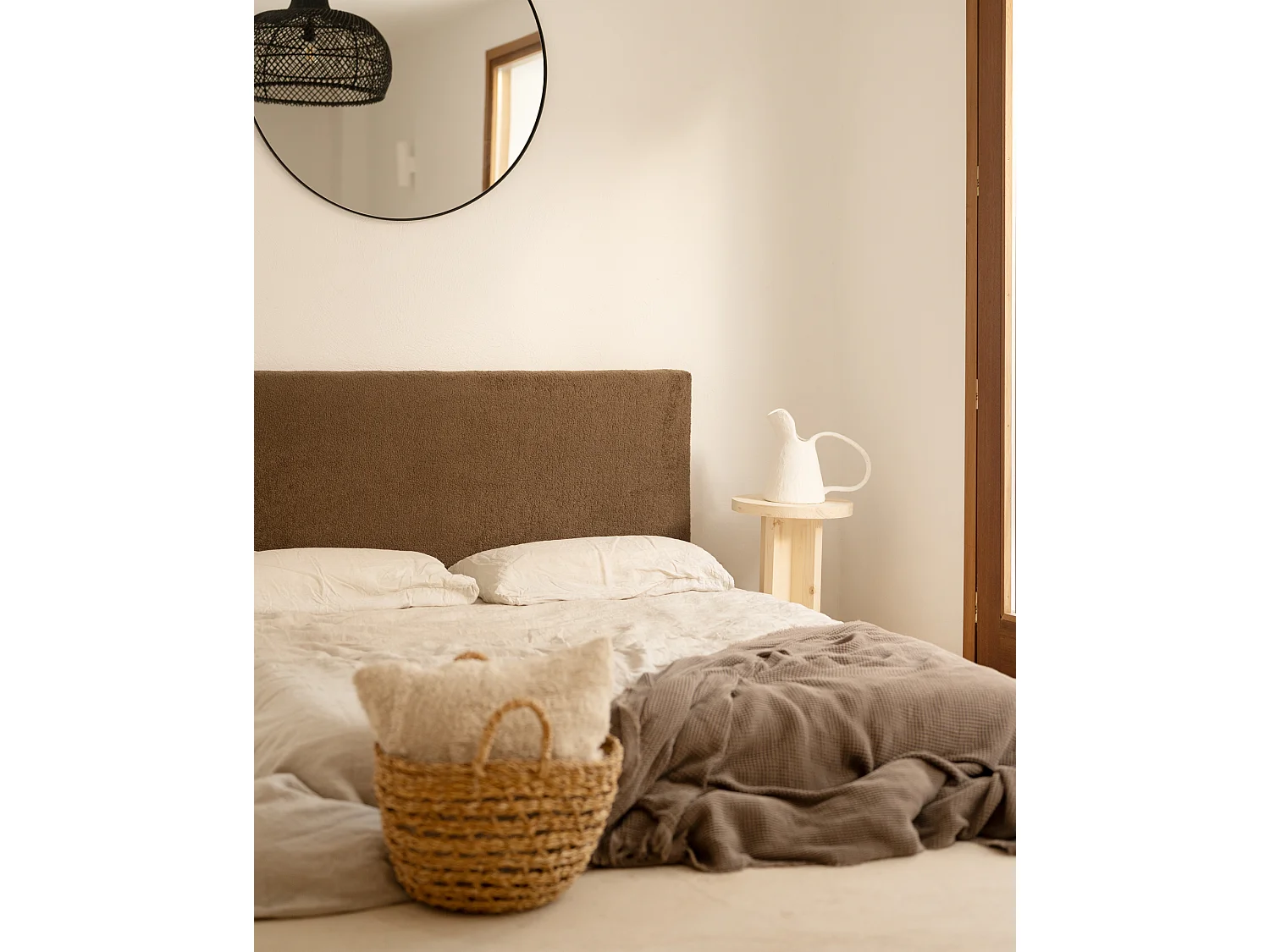 Tête de lit en coton marron 200x80cm - OSLO - DECOWOOD