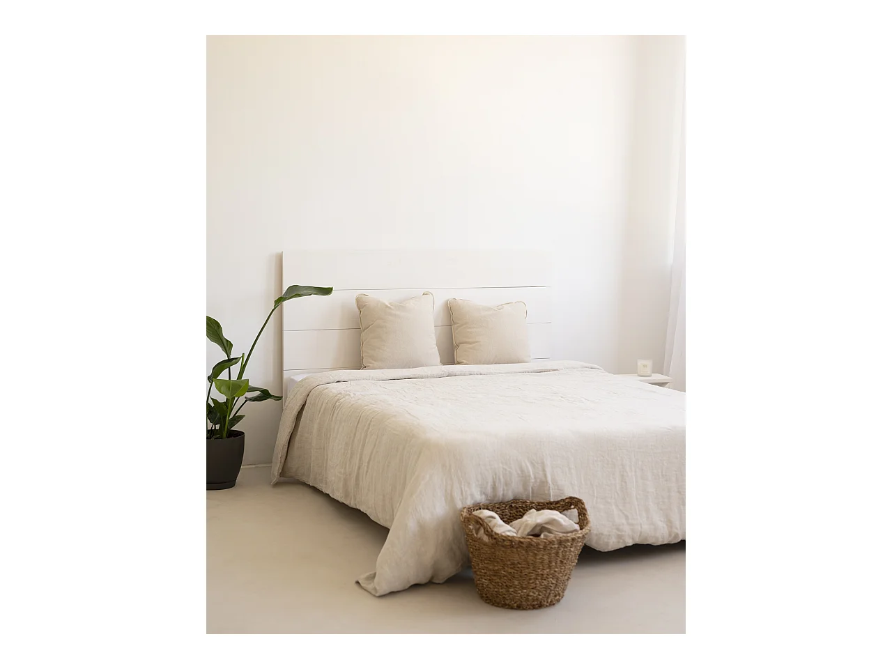 Testata del letto in legno in tono bianco 200x80cm - FLANDES - DECOWOOD