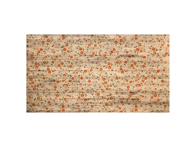 Testata del letto in legno massello e rafia in tono rovere scuro 90x80cm - OLIVIA - DECOWOOD