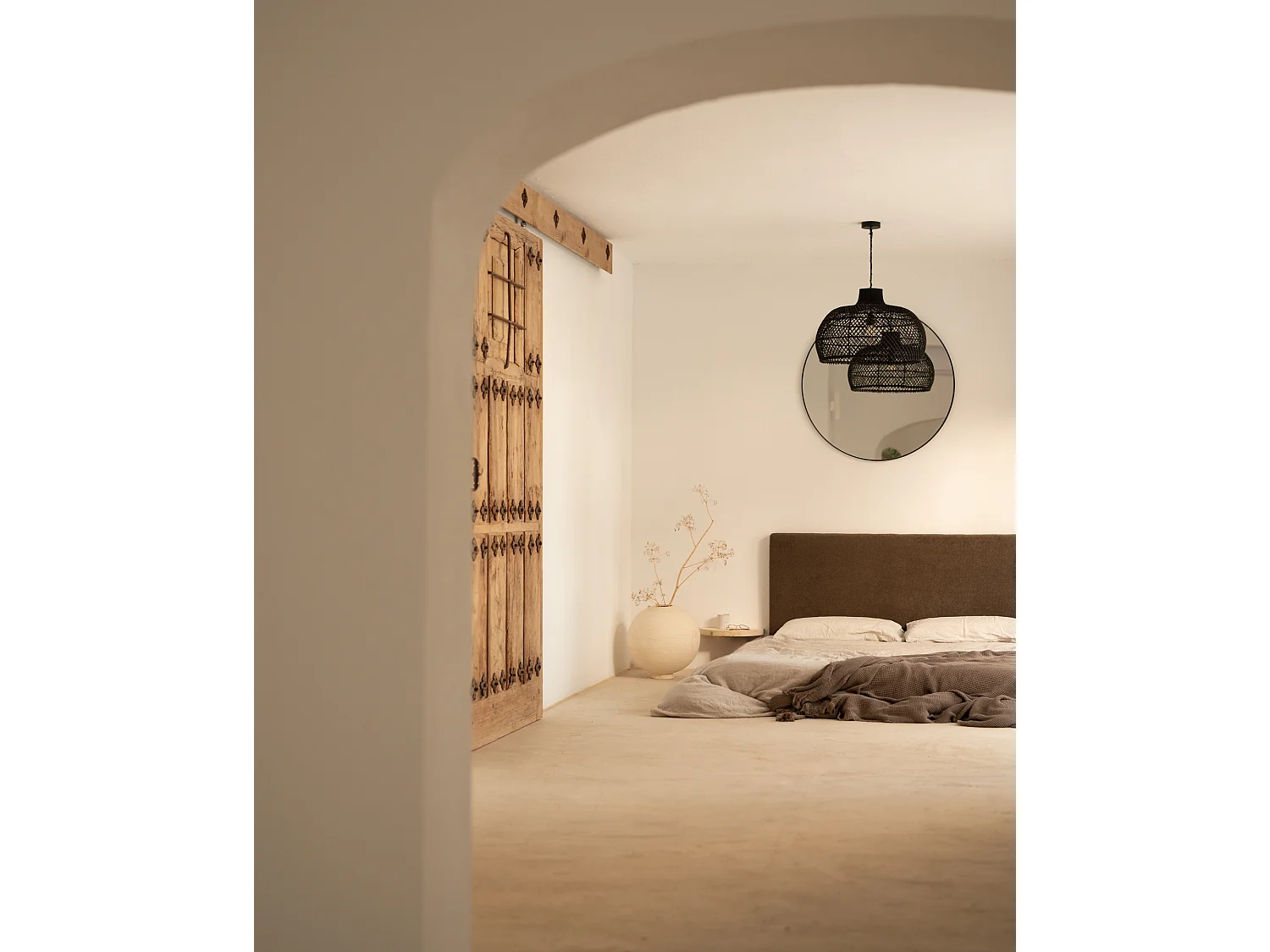 Tête de lit en coton marron 180x80cm - OSLO - DECOWOOD