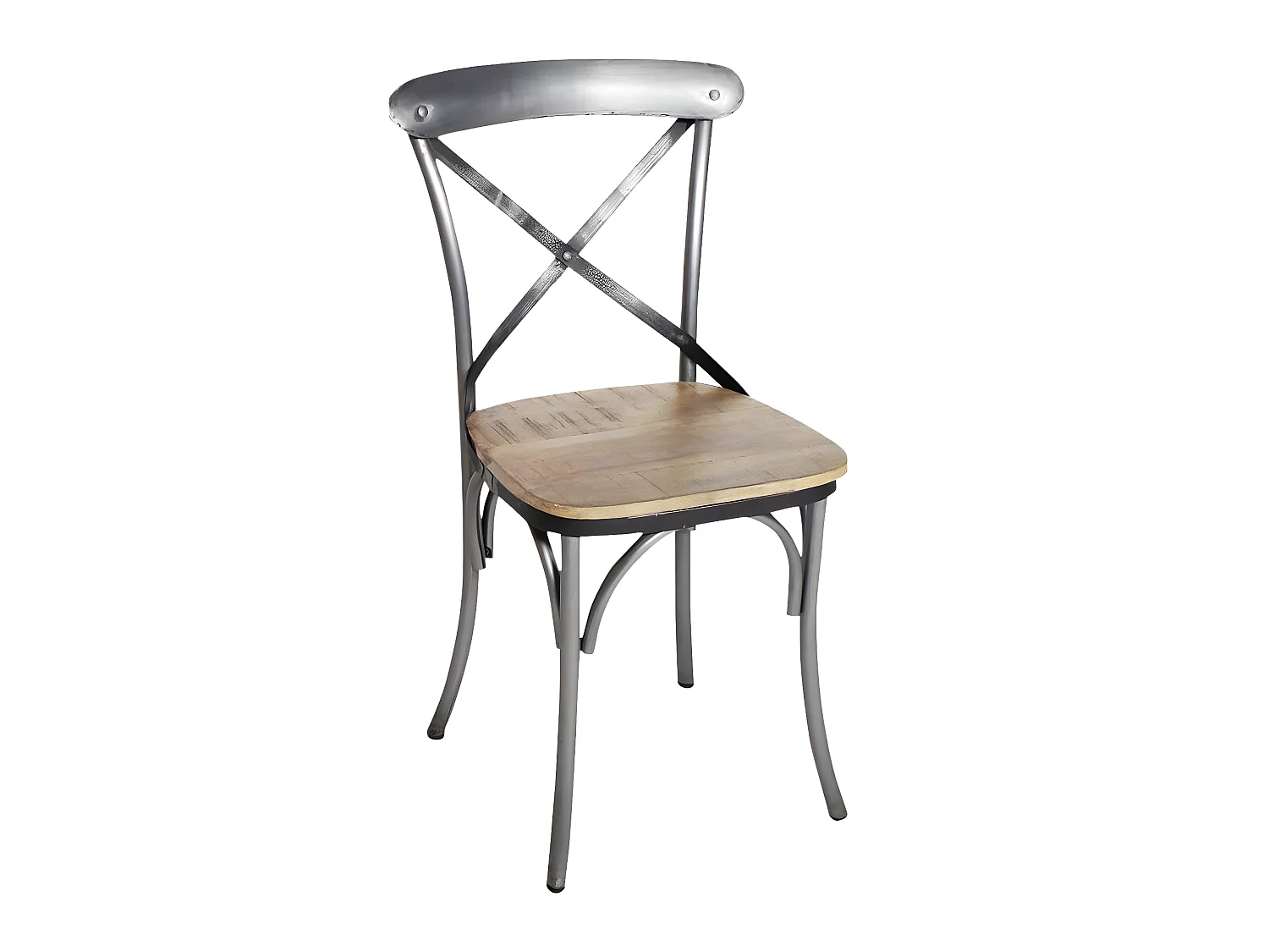 Conjunto de 2 sillas industriales de madera de mango y metal gris envejecido