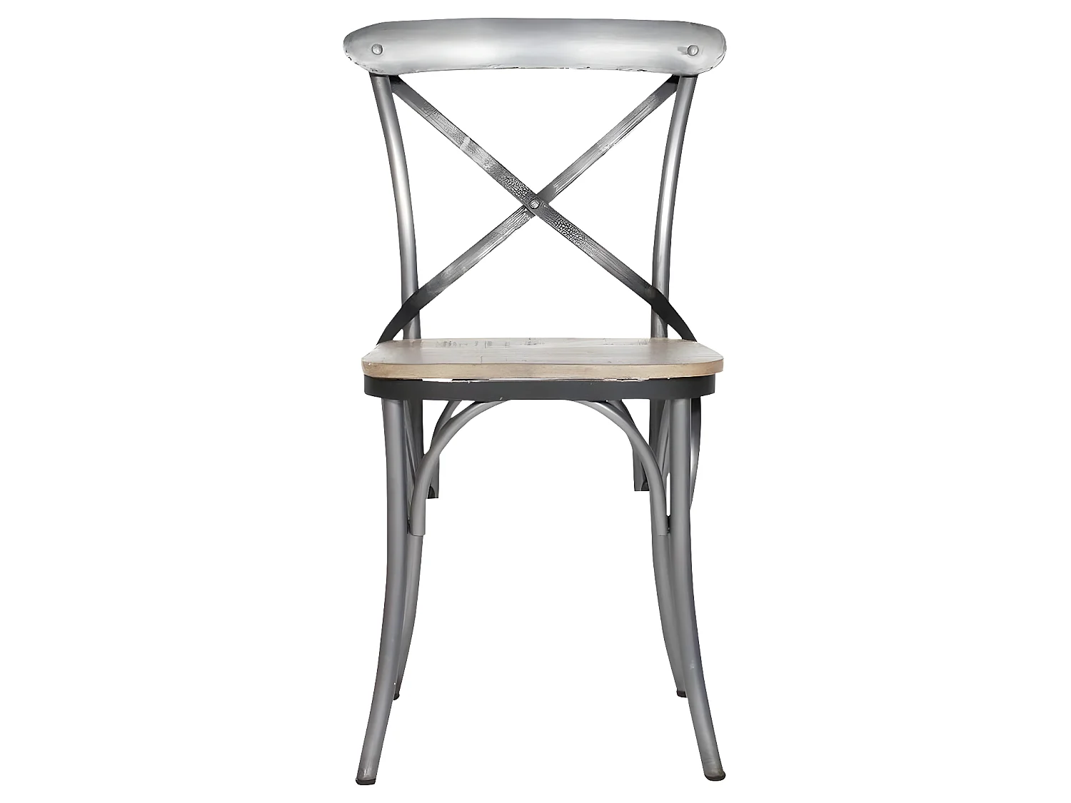 Conjunto de 2 sillas industriales de madera de mango y metal gris envejecido