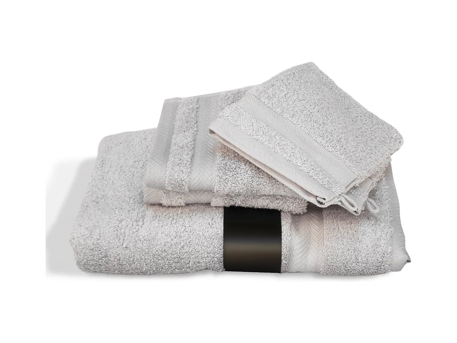 Parure de bain 5 pièces ROYAL CRESENT Gris Platine 650 g/m2