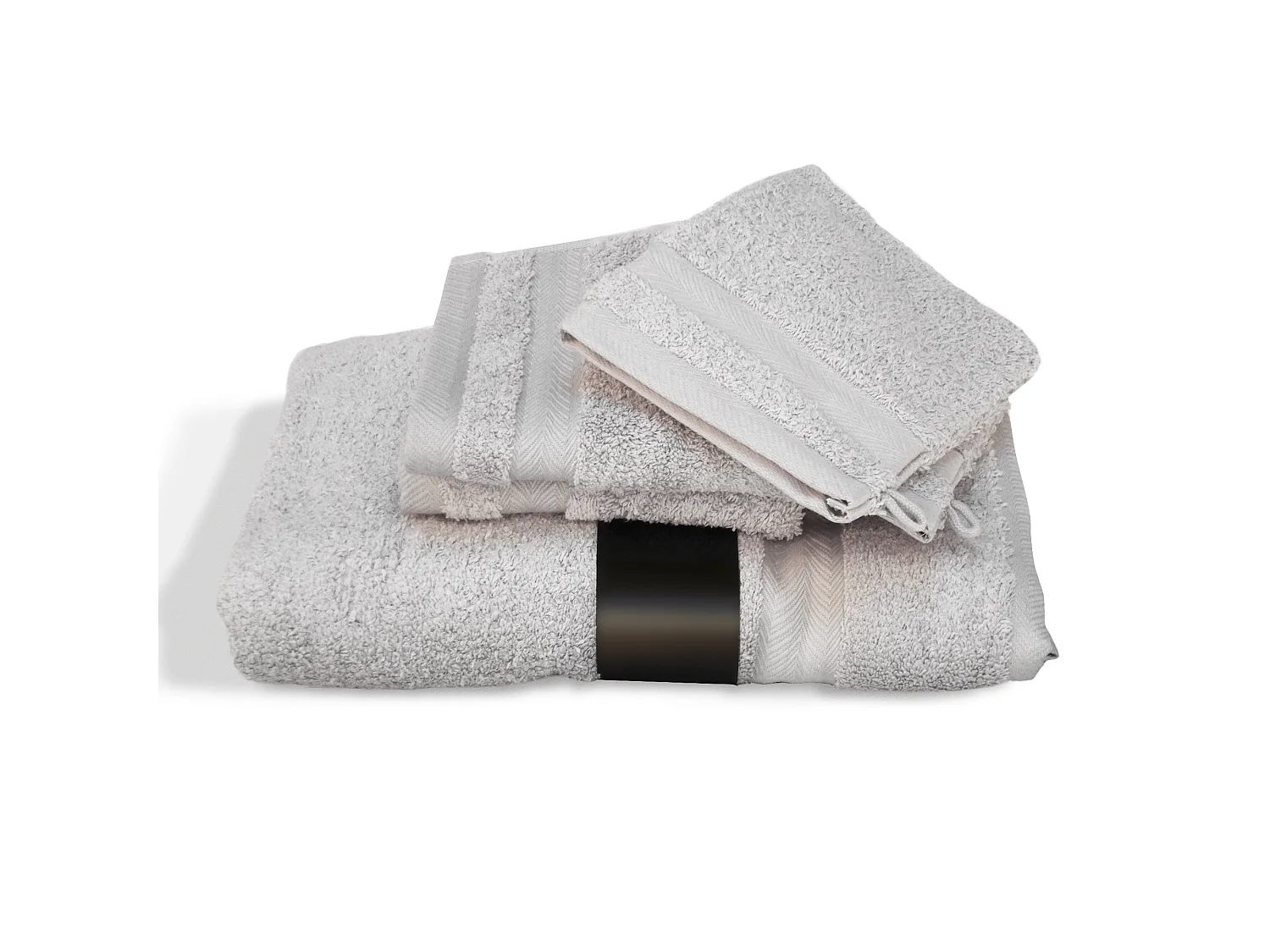 Parure de bain 5 pièces ROYAL CRESENT Gris Platine 650 g/m2