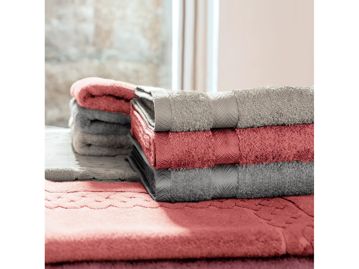 Serviette de toilette 40x60 cm ROYAL CRESENT Rouge Terre Cuite 650 g/m2