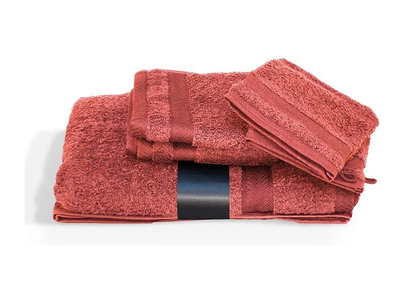 Parure de bain 5 pièces ROYAL CRESENT Rouge Terre Cuite 650 g/m2