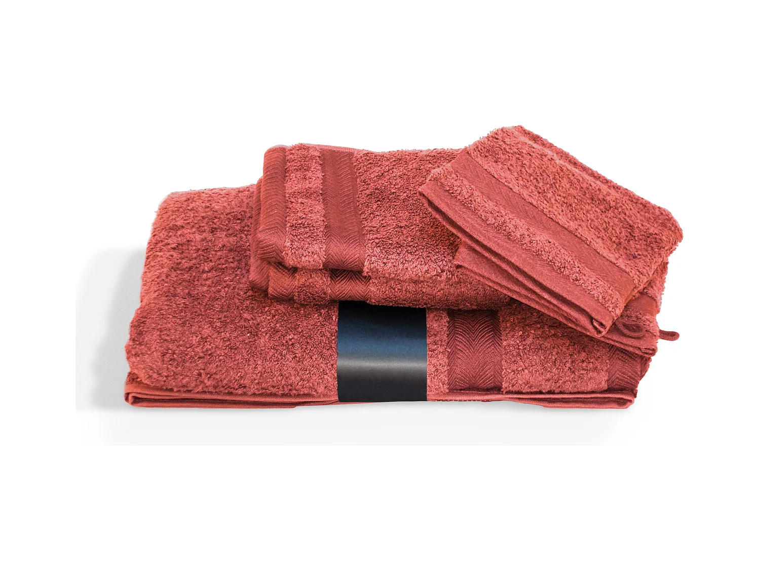 Parure de bain 5 pièces ROYAL CRESENT Rouge Terre Cuite 650 g/m2