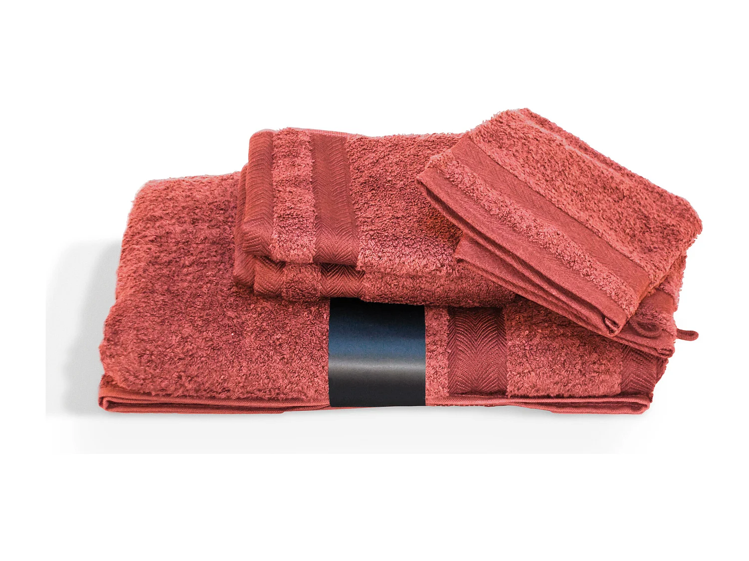 Parure de bain 5 pièces ROYAL CRESENT Rouge Terre Cuite 650 g/m2