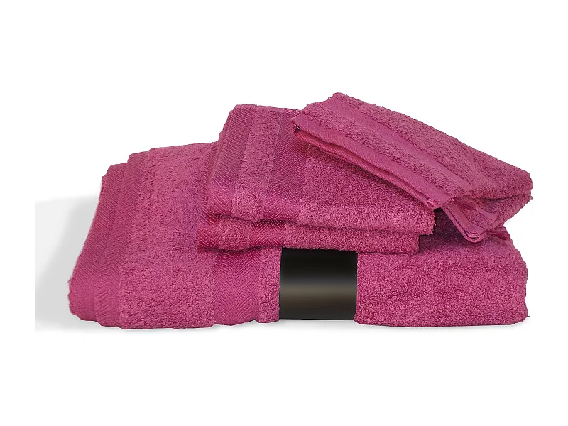 Parure de bain 5 pièces ROYAL CRESENT Rose Vin 650 g/m2