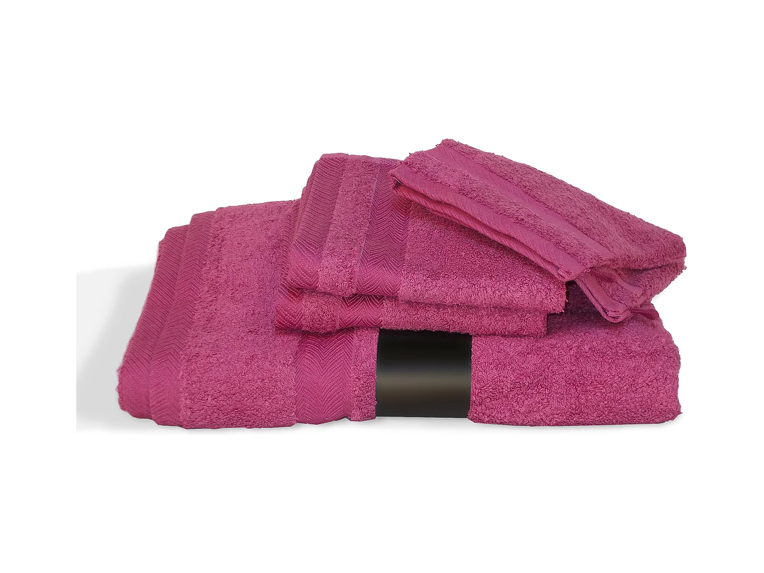 Parure de bain 5 pièces ROYAL CRESENT Rose Vin 650 g/m2