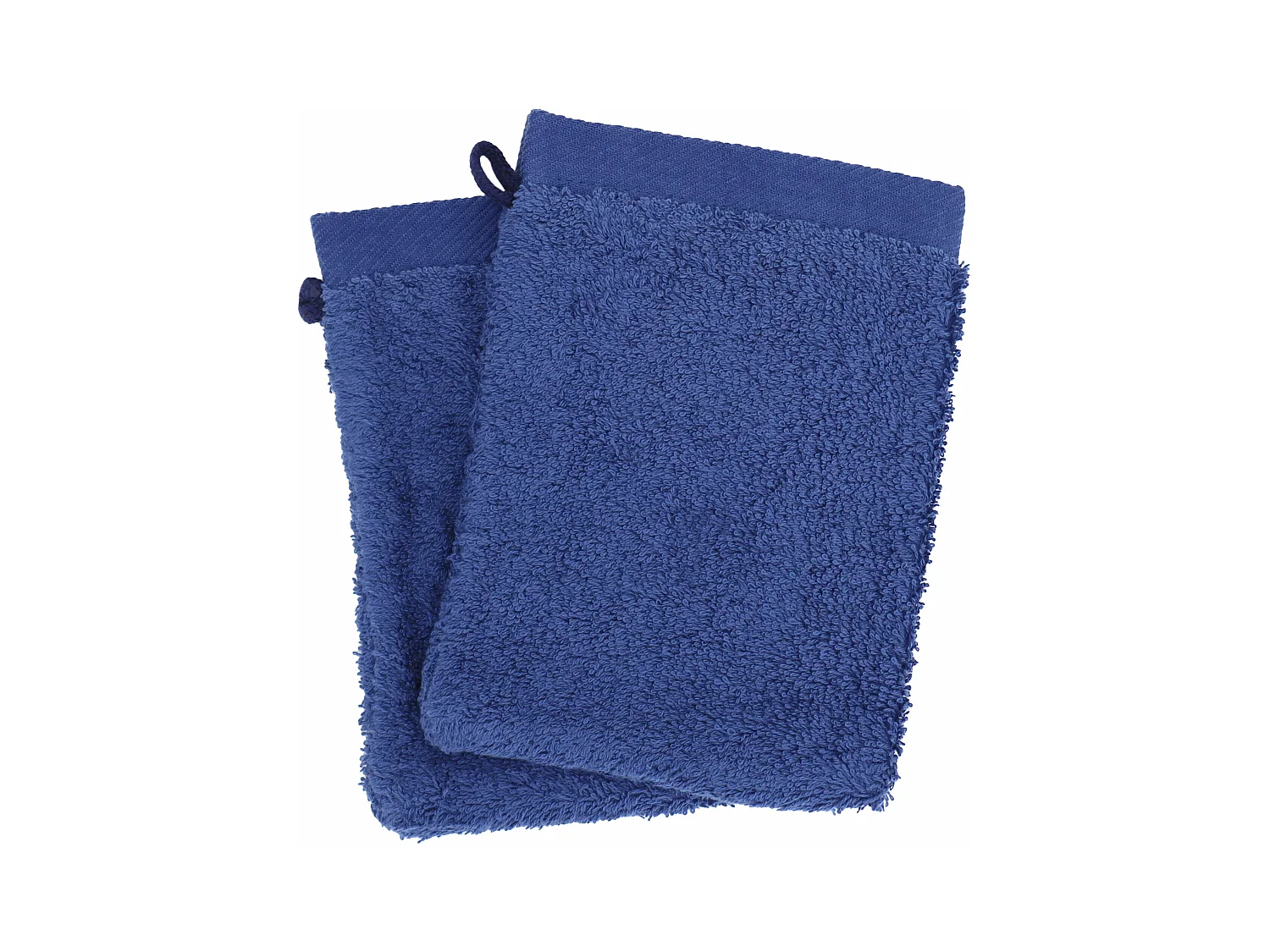 Lot de 2 gants de toilette 16x21 cm coton peigné ALBA bleu marine