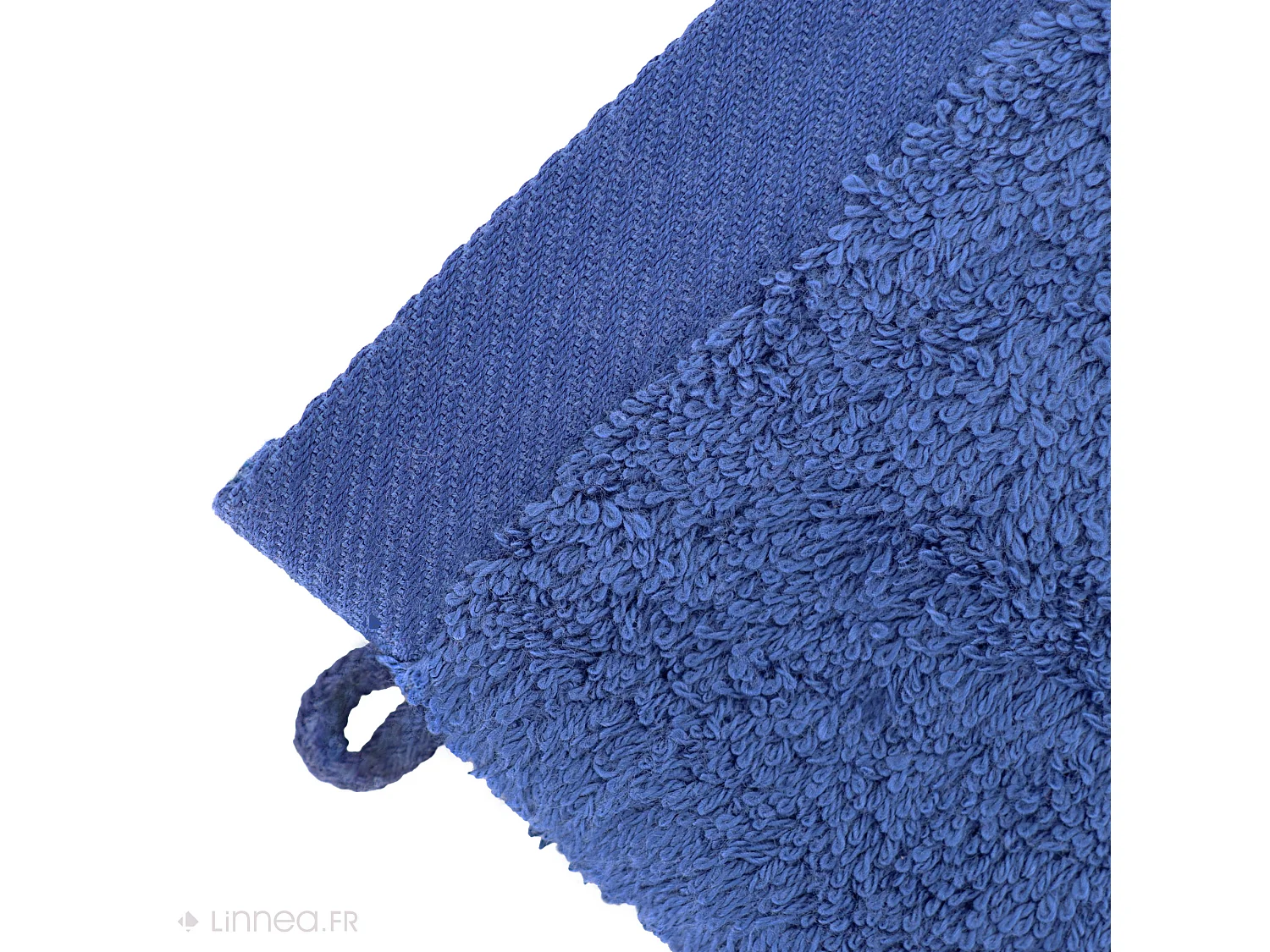 Lot de 2 gants de toilette 16x21 cm coton peigné ALBA bleu marine