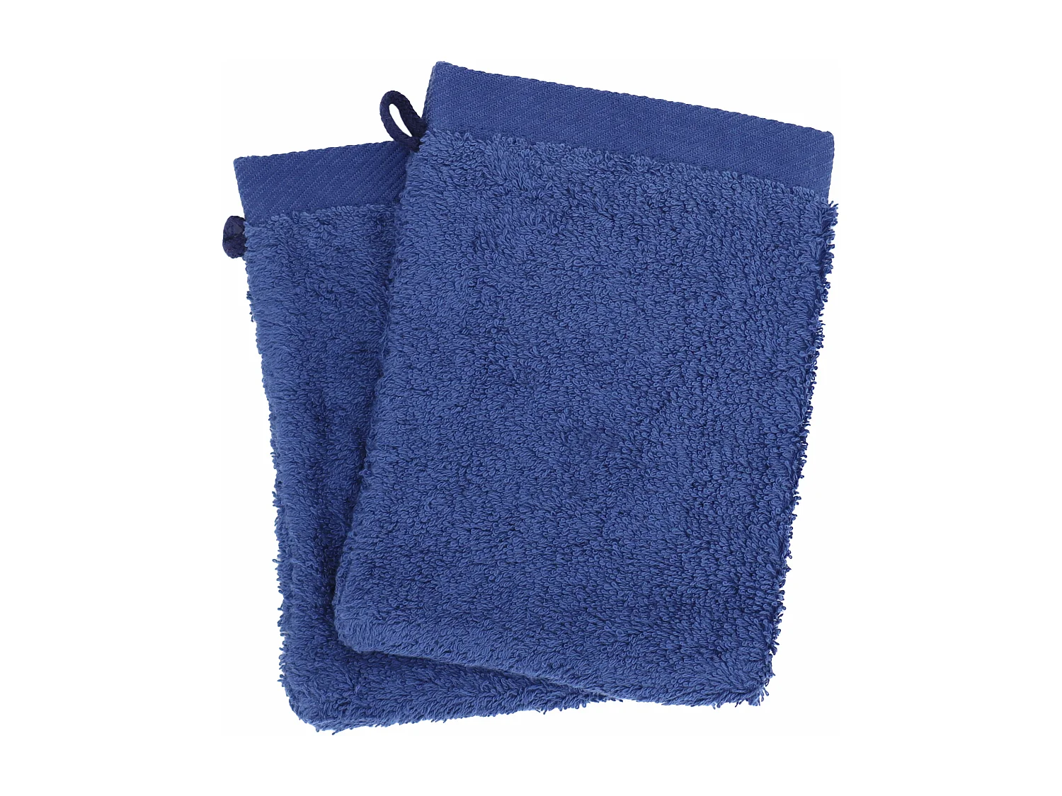 Lot de 2 gants de toilette 16x21 cm coton peigné ALBA bleu marine