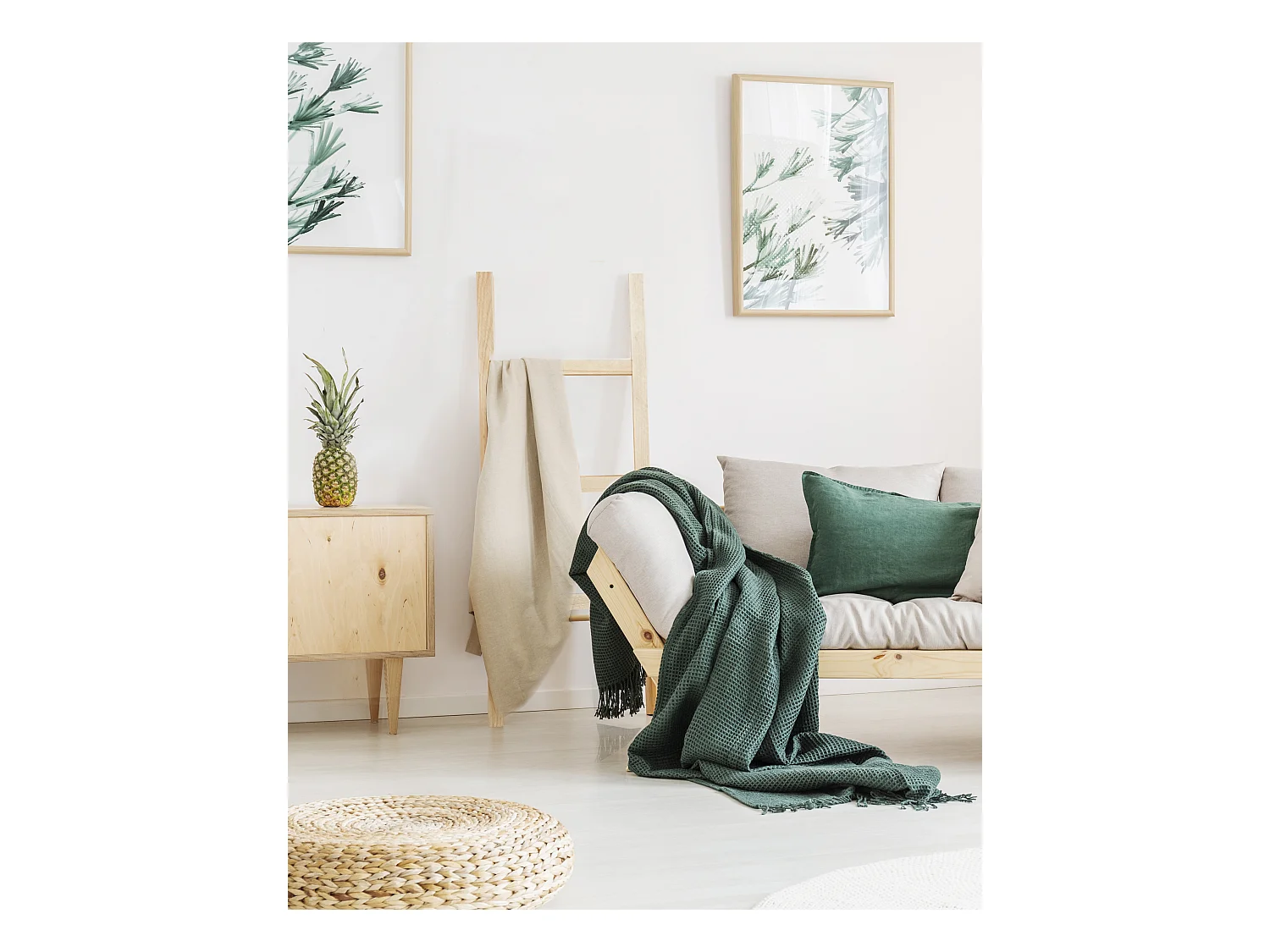 Escalera de madera maciza en tono natural de 118x41cm - STAIRS - DECOWOOD