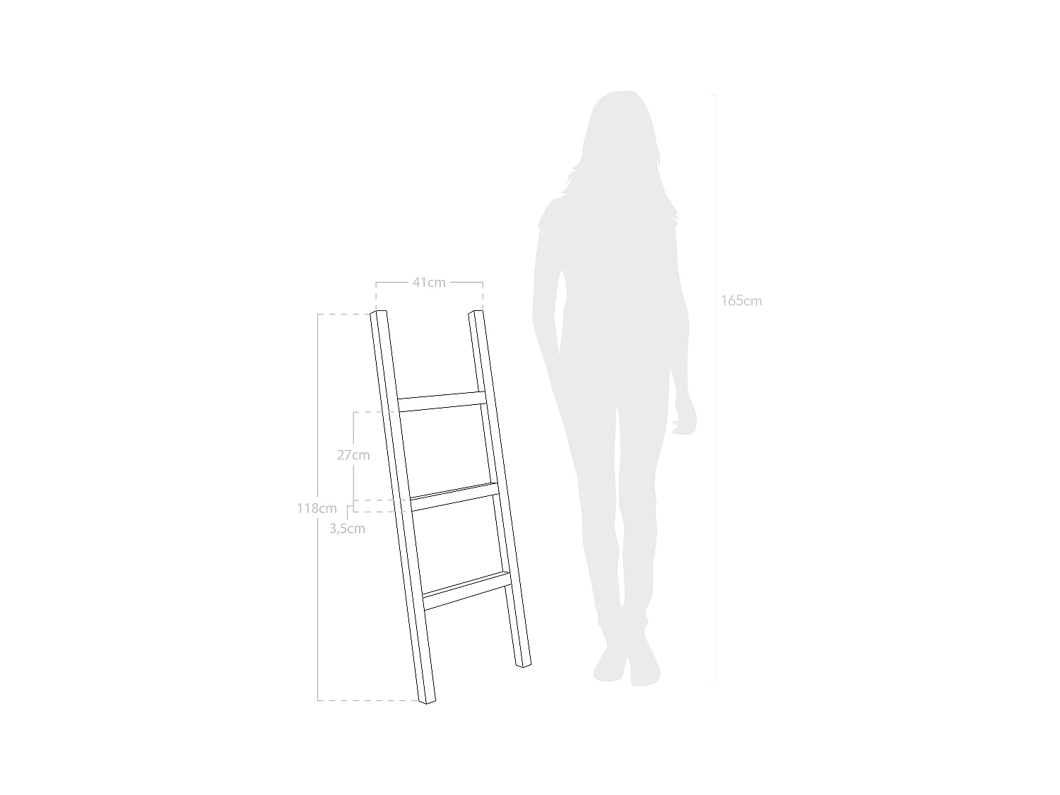 Escalera de madera maciza en tono natural de 118x41cm - STAIRS - DECOWOOD