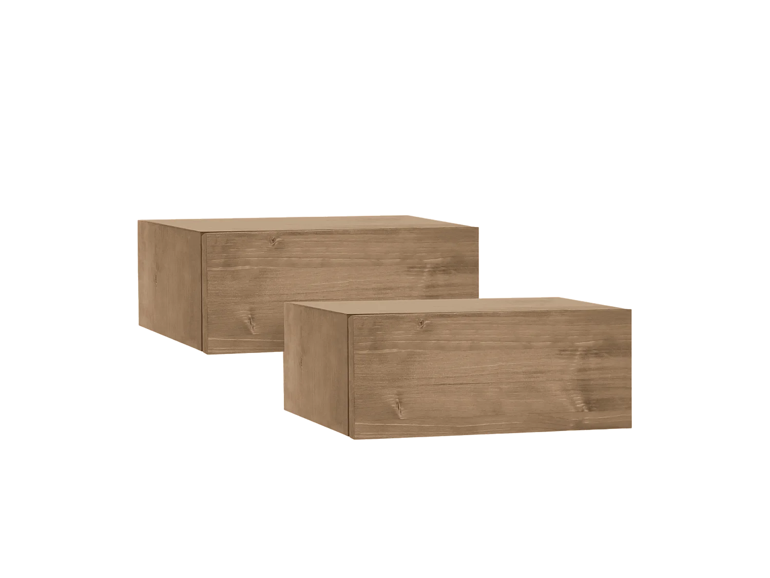 Kit de 2 mesitas de noche de pared de madera de abeto Decowood con cajón en color roble oscuro de 40x15cm - INGRID - DECOWOOD