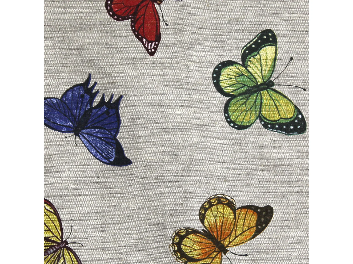 Housse de coussin 45x45 cm GALLICO Papillons bleus jaunes et rouges 100% Lin