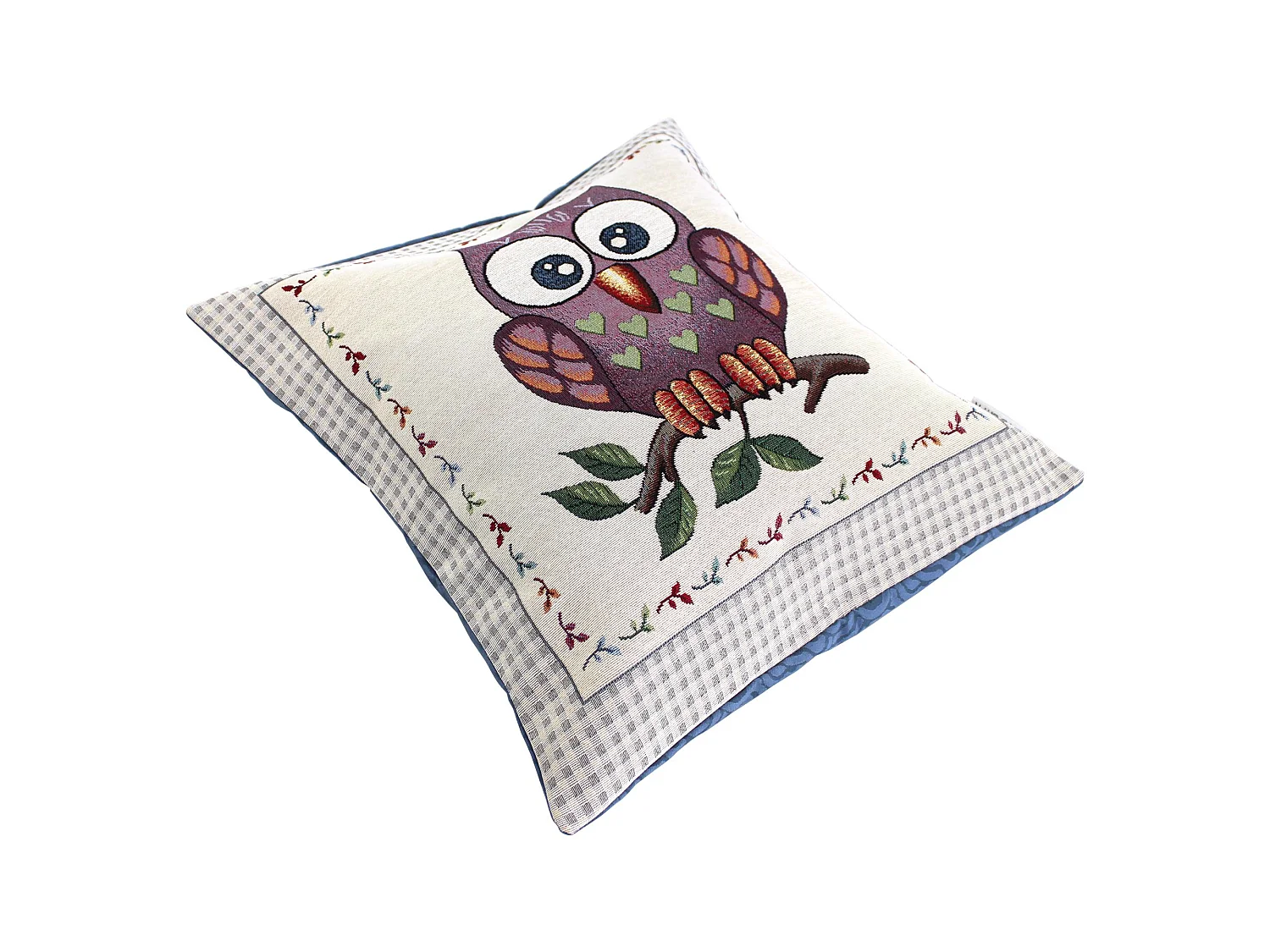 Housse de coussin 45x45 cm TONARA Chouette amoureuse polycoton acrylique