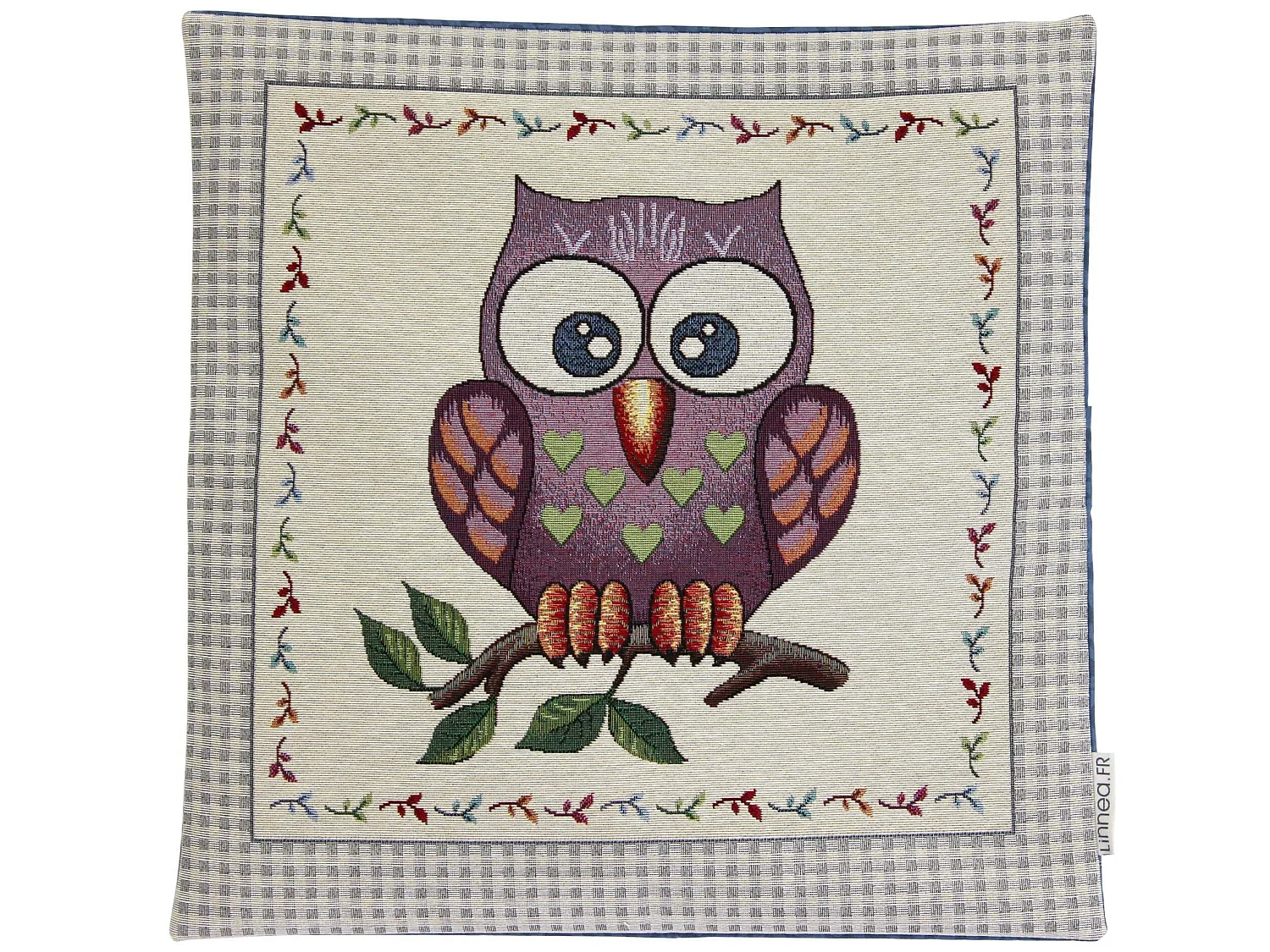 Housse de coussin 45x45 cm TONARA Chouette amoureuse polycoton acrylique