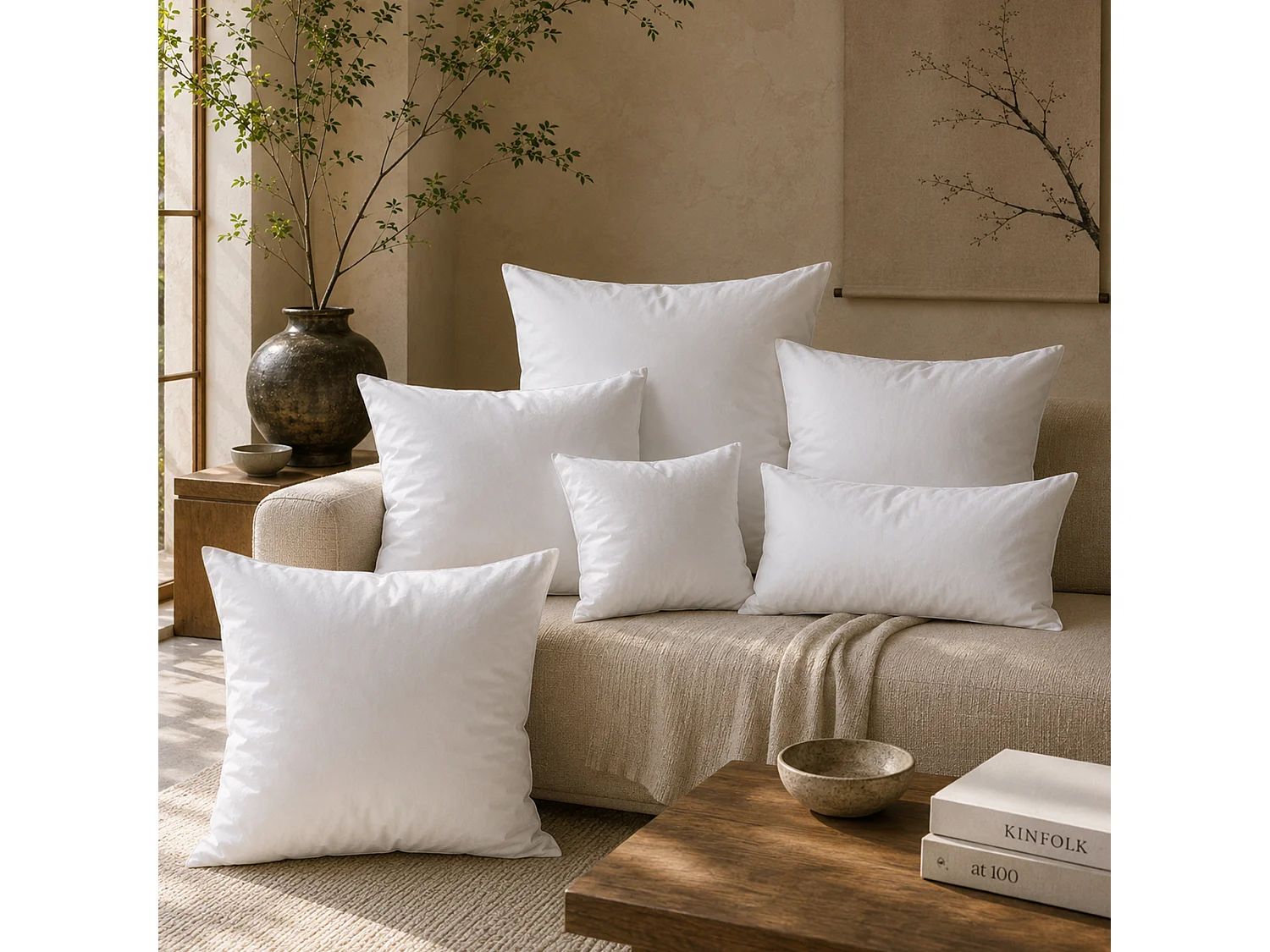 Coussin à recouvrir 50x50 cm garnissage 100% Plumettes de canards coussin Plumes