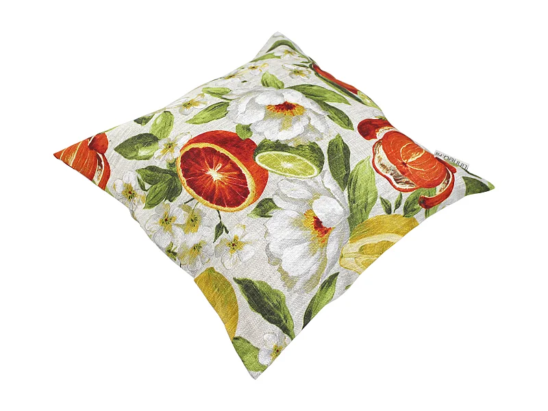Housse de coussin 45x45 cm GALLINA Agrumes 100% Lin