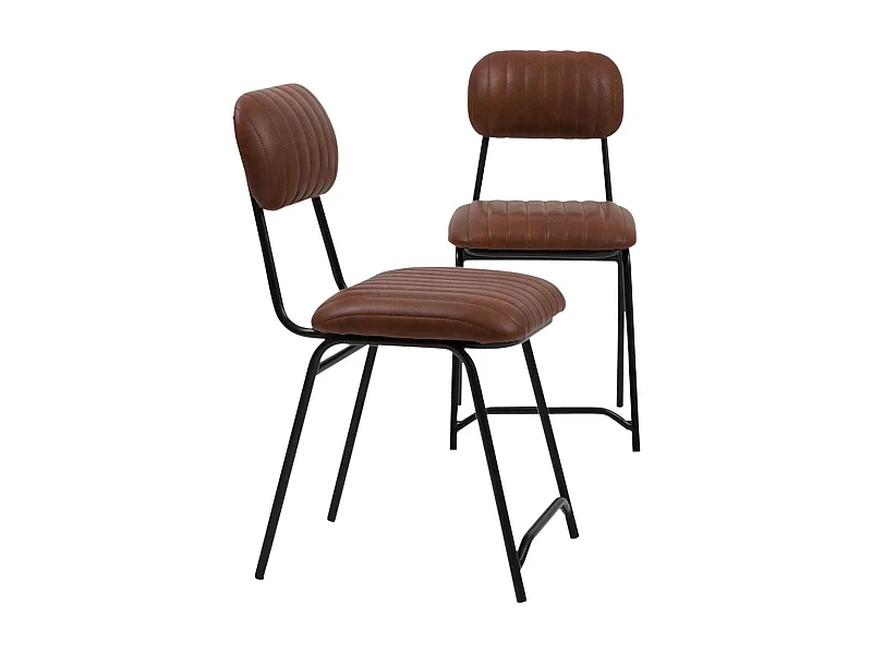 Chaise en cuir marron Dinner (lot de 2)