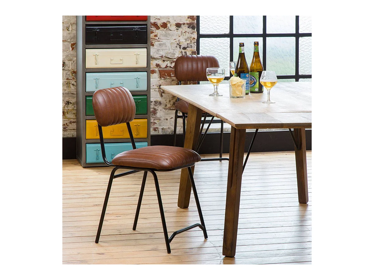 Chaise en cuir marron Dinner (lot de 2)